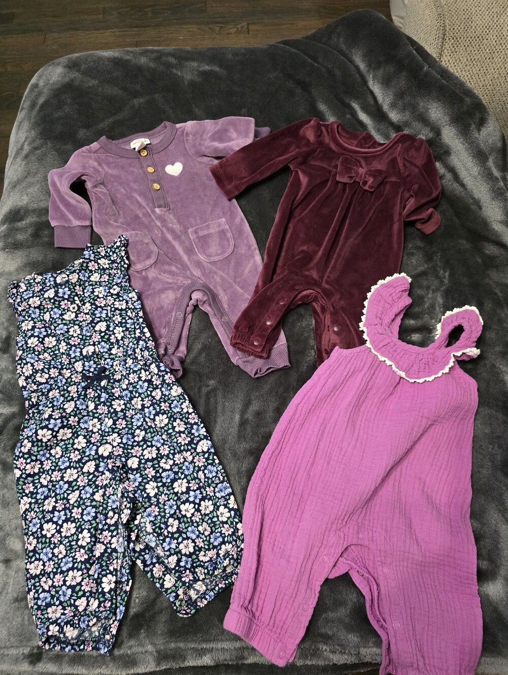 Baby Girls Romper Bundle - Floral, Plum, Pink